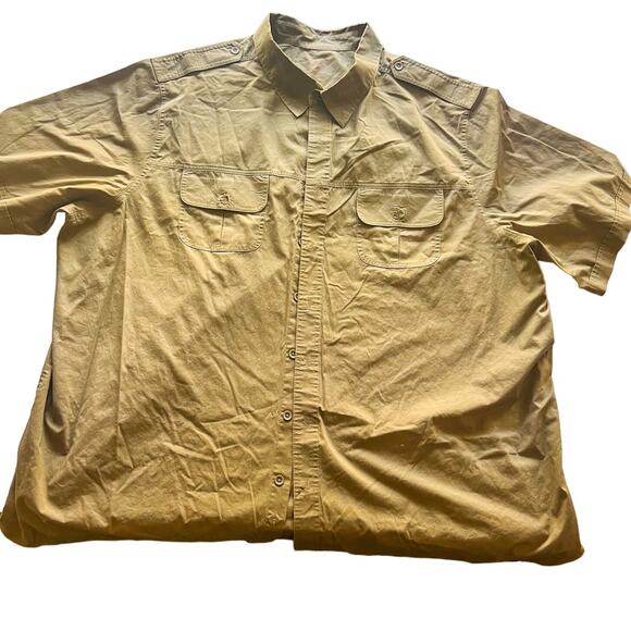 Boulder Creek Trading Co. VTG Tan Mens Button Up Shirt 4XLT w/ Epaulets. - Picture 2 of 12